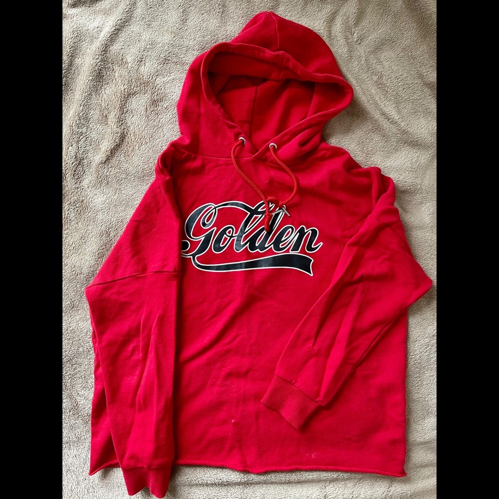 “GOLDEN” Pullover Hoodie - Red (size M)